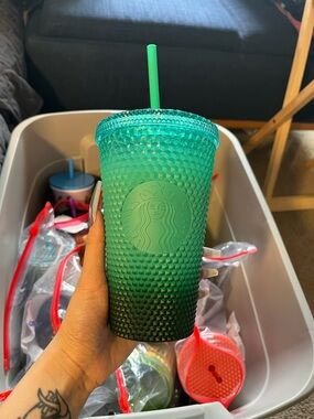 Starbucks Green Ombre Studded Tumbler with Straw
